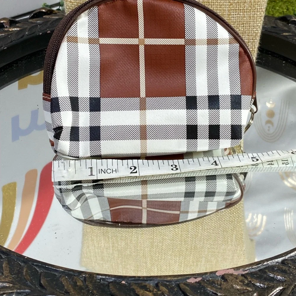 Plaid Cosmetic Bag - Brown and Black